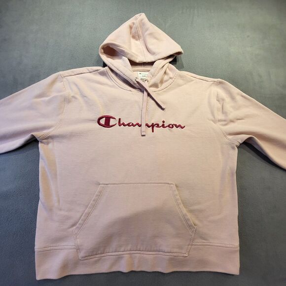 Champion Womens XL Pink Hoodie Embroidered Logo Pullover Sweatshirt - Picture 2 of 6